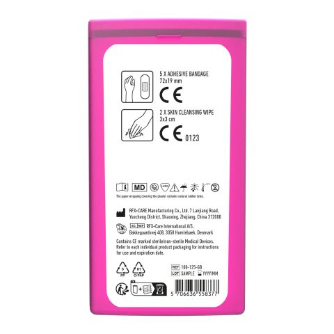 MiniKit Erste-Hilfe transparent magenta | 1-farbiger Digitaler Aufkleber | Vorderseite | 39 mm x 82 mm