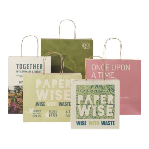 Papiertüte 150 g/m² aus landwirtschaftlichen Reststoffen mit gedrehten Griffen – XXL elfenbeinweiß | ohne Werbeanbringung | Nicht verfügbar | Nicht verfügbar