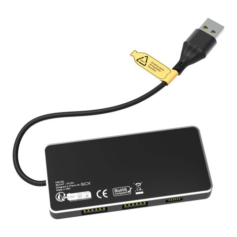SCX.design H20 8-in-1 USB-Hub mit dualem Eingang und 6 Ports und Leuchtlogo Standard | schwarz | ohne Werbeanbringung | Nicht verfügbar | Nicht verfügbar