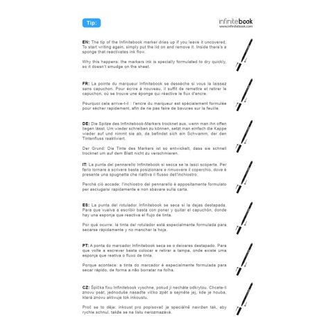 STARTER KIT INFINITEBOOK. Set bestehend aus einem Infinitebook mit Hardcover, einem Reinigungsset, einem Marker und einem Kugelschreiberhalter schwarz | ohne Werbeanbringung | Nicht verfügbar | Nicht verfügbar | Nicht verfügbar