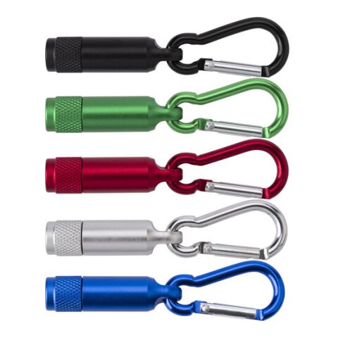 Mini-Taschenlampe aus Aluminium mit Karabiner Silber | ohne Werbeanbringung | Nicht verfügbar | Nicht verfügbar