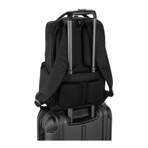 COPENHAGEN. Wasserabweisender Rucksack aus recyceltem Twill mit zwei großen Fronttaschen, 17'3 Zoll schwarz | ohne Werbeanbringung | Nicht verfügbar | Nicht verfügbar | Nicht verfügbar