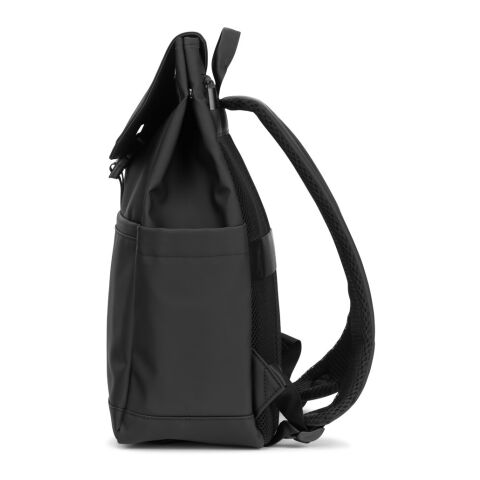 AZORES BAG. Laptop-Rucksack (16") aus PU, mit Klappe, die alle Fächer abdeckt schwarz