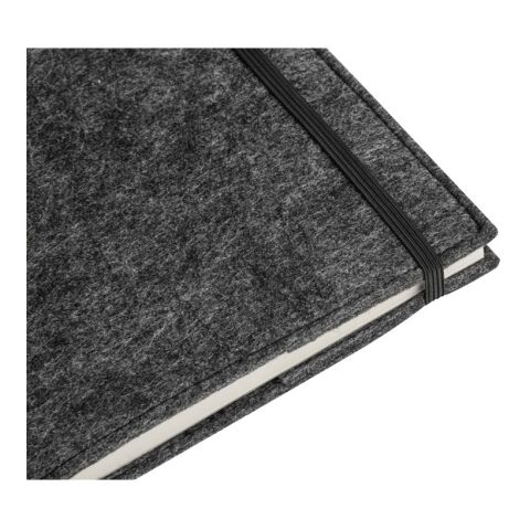 BALDWIN. A5 Notizblock mit Umschlag aus recyceltem Filz (100% rPET) und linierten Seiten aus 100 % Recyclingpapier 3-farbiger Siebdruck