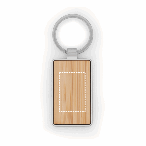 GASTON RECTANGULAR. Schlüsselanhänger aus Eisen in rechteckiger Form aus Zink und Bambus Natur | ohne Werbeanbringung | Nicht verfügbar | Nicht verfügbar | Nicht verfügbar