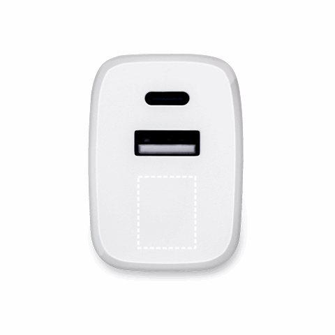 WEGENER. Ladegerät mit USB-A Anschluss 18W und USB-C 20W in Recyceltes ABS (100% rABS) transparent klar | ohne Werbeanbringung | Nicht verfügbar | Nicht verfügbar | Nicht verfügbar