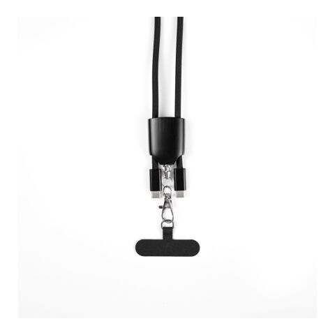 ZEWAIL. Lanyard mit Smartphone-Halterung, USB-C-Kabel und verschiedenen Adaptern aus recyceltem ABS und recyceltem TPE Schwarz | ohne Werbeanbringung | Nicht verfügbar | Nicht verfügbar | Nicht verfügbar