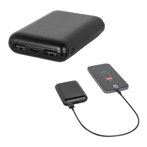 LEAKEY 8. Powerbank 8&#039;000 mAh in recyceltem ABS (100% rABS) Schwarz | ohne Werbeanbringung