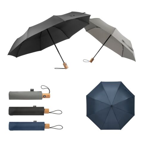 RIVER. Faltbarer Regenschirm aus recyceltem Polyester (100% rPET) 190T Pongé mit automatischer Öffnung und Schließung Schwarz | ohne Werbeanbringung