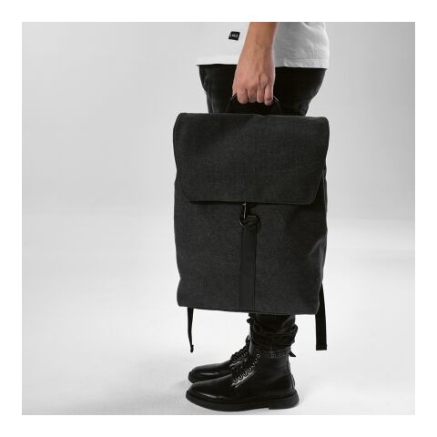 Prague 25L Rucksack, recy.Baumwolle. Hakenverschluss. Laptops bis 17" Schwarz | ohne Werbeanbringung | Nicht verfügbar | Nicht verfügbar | Nicht verfügbar