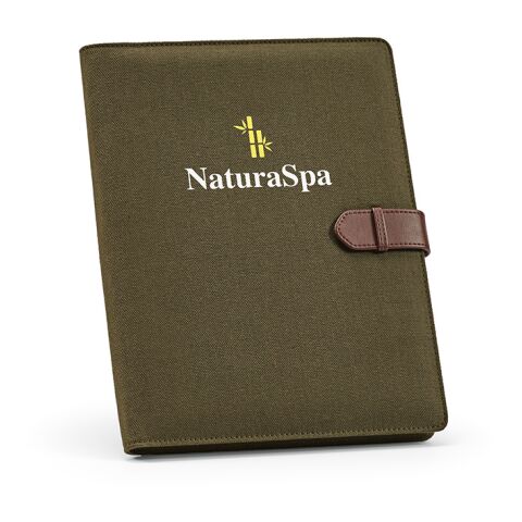 Eliot A4-Mappe aus recyc.Baumwolle. Notizblock mit 64-seitigem FSC Armeegrün | ohne Werbeanbringung | Nicht verfügbar | Nicht verfügbar | Nicht verfügbar