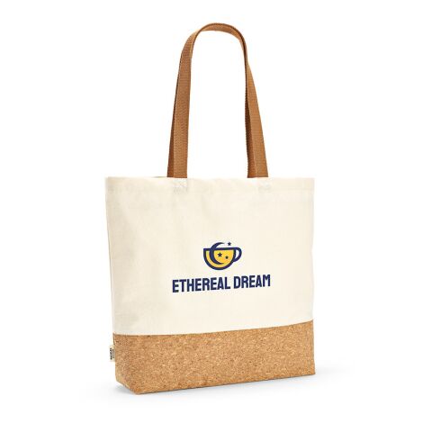 Vinson Einkaufstasche aus recycelter Baumwolle (220 g/m²) und Kork beige | ohne Werbeanbringung | Nicht verfügbar | Nicht verfügbar | Nicht verfügbar