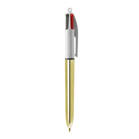BIC® 4 Colours Shine Kugelschreiber Weiß-gold | 1-farbiger Siebdruck | Schaft-Rechts vom Clip | 30.00 mm x 43.00 mm