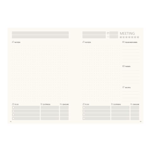 Notizbuch Hardcover orgaLine Mainbook Wochenplaner To-dos Prioritäten Ideen Petrol | DIN A5 | ohne Werbeanbringung | Cremefarben