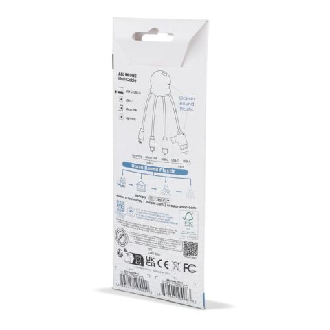 4009| Xoopar Eco Octopus Ladekabel Weiss | 1-farbiger Tampondruck | Seite 1 | 31 mm x 31 mm