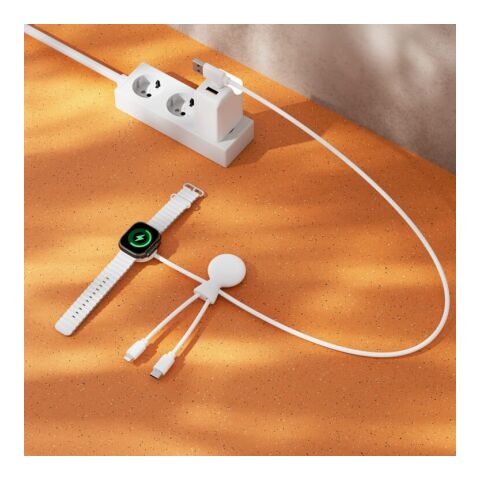 Xoopar Mr. Bio Long Multi-Kabel für Apple/Samsung Watch 1 Meter Weiss | 1-farbiger Tampondruck | Seite 1 | Ø 23 mm