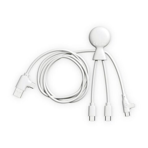 Xoopar Mr. Bio Long Multi-Kabel USB-C 1 Meter Weiss | 1-farbiger Tampondruck | Seite 1 | Ø 23 mm