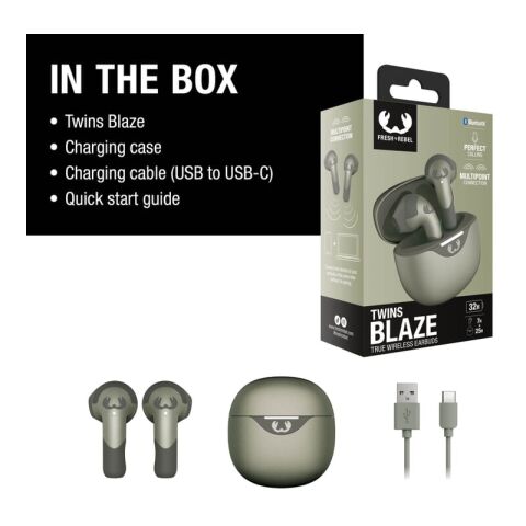 3TW2200 I Fresh 'n Rebel Twins Blaze - True Wireless earbuds with ENC Dried Green | ohne Werbeanbringung | Nicht verfügbar | Nicht verfügbar