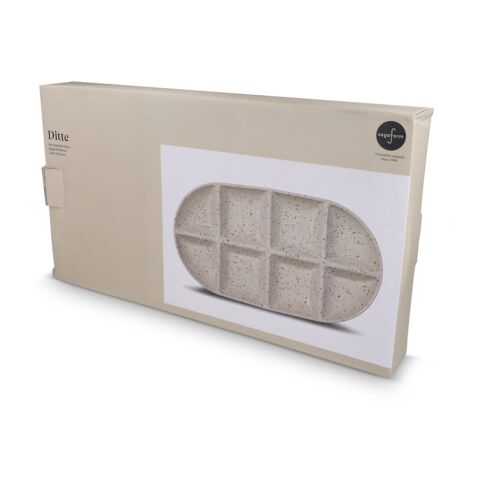 Sagaform Ditte Keramik-Servierplatte 36 x 20 cm Beige | Gravur | Oberseite | 50 mm x 50 mm