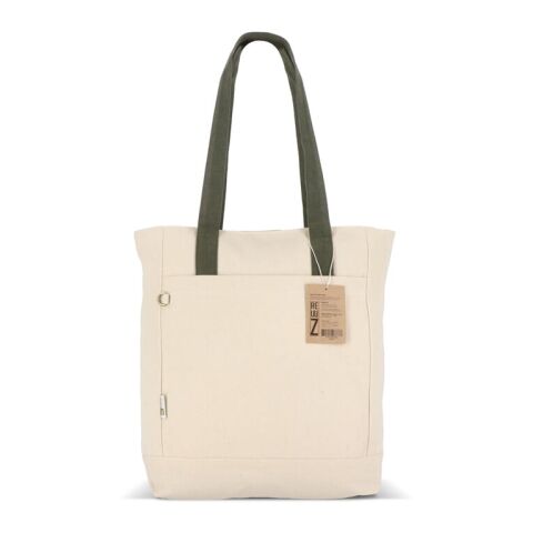 InSideOut Reuuz Canvas Tragetasche 33 x 42 x 10 cm Ecru-Olivgrün | ohne Werbeanbringung | Nicht verfügbar | Nicht verfügbar