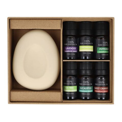 InsideOut Aroma Pebble Geschenkset mit 6 ätherischen Ölen Ecru
