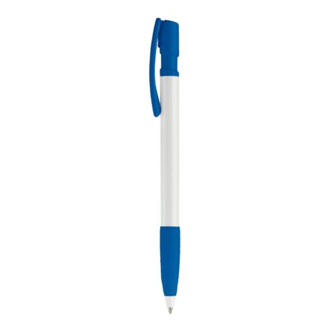 Kugelschreiber Nash Hardcolour mit Gummigriff Weiss-Königsblau | 1-farbiger Tampondruck | Clip | 30 mm x 5 mm | Nicht verfügbar