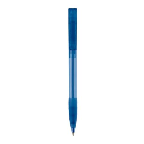 Kugelschreiber Nash Transparent mit Gummigriff Blau Weiss-Blau Weiss
