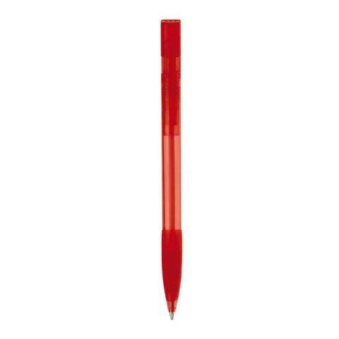Kugelschreiber Nash Transparent mit Gummigriff Rot Weiß-Rot Weiß | 1-farbiger Siebdruck | 180° vom Clip | 33 mm x 25 mm | Nicht verfügbar