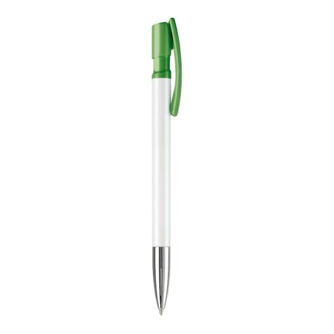 Kugelschreiber Nash Hardcolour mit Metallspitze Weiss-Grün | 1-farbiger Tampondruck | 180° vom Clip | 42 mm x 8 mm | Nicht verfügbar