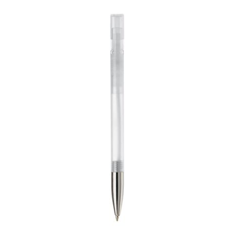 Kugelschreiber Nash Transparent mit Metallspitze Weiss-Weiss