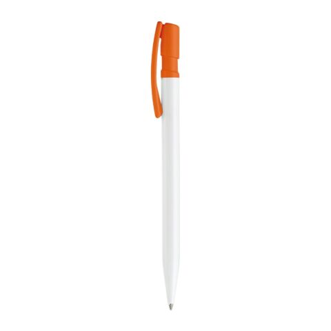 Kugelschreiber Nash Hardcolour Weiss-Orange | 1-farbiger Siebdruck | 270° vom Clip | 45 mm x 25 mm | Nicht verfügbar