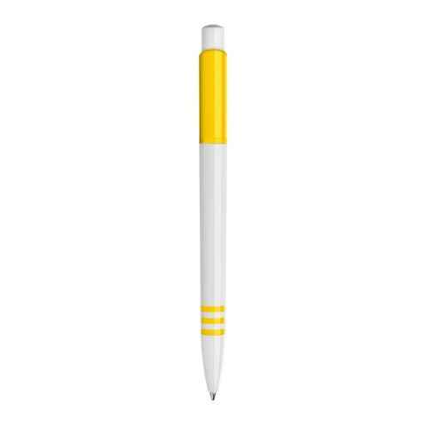 Kugelschreiber Tropic hardcolour Weiss-Gelb | 1-farbiger Siebdruck | 270° vom Clip | 40 mm x 25 mm | Nicht verfügbar
