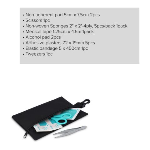 Erste-Hilfe-Set 14-teilig Rora Schwarz | ohne Werbeanbringung | Nicht verfügbar | Nicht verfügbar