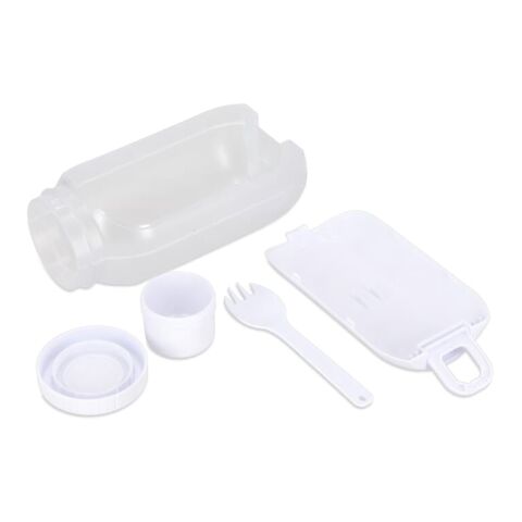 All-in-One-Lunchbox mit Soßenfach und Löffel-Gabel Weiss