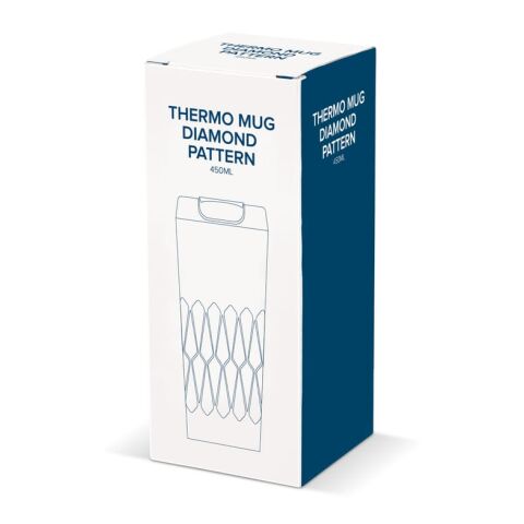 Isolierbecher Diamantenmuster 450ml Blau Weiss