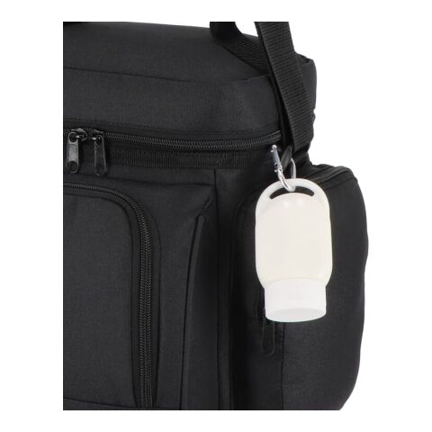 Sonnenschutzlotion mit Karabiner SPF30 aus recyceltem Material Weiss | 1-farbiger Digitaler Aufkleber | Seite 1 | 40 mm x 30 mm