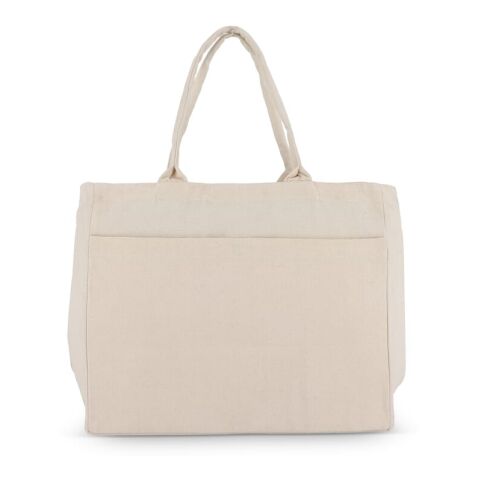 Baumwoll-Tragetasche mit Reißverschluss OEKO-TEX® 39 x 24 x 34cm 320g/m² Ecru | 1-farbiger Siebdruck | Seite 1 | 290 mm x 130 mm