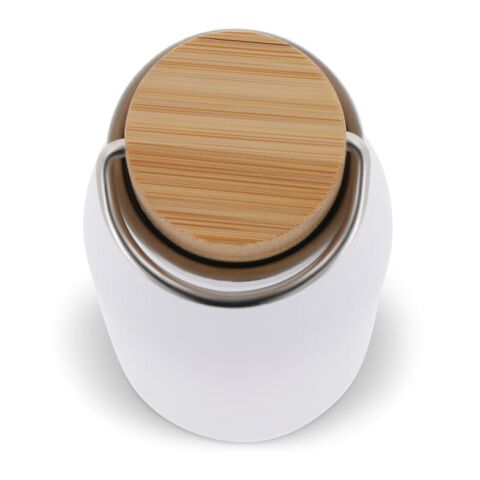 Isolier-Flasche mit Bambusdeckel, 500ml Weiss | ohne Werbeanbringung | Nicht verfügbar | Nicht verfügbar | Nicht verfügbar