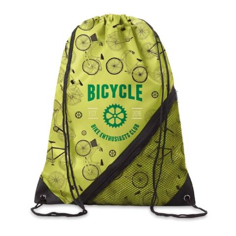 RPET-Kordelzugbeutel mit Reißverschluss und Netztasche Sublimation