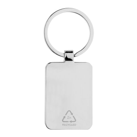 Eckiger Schlüsselring aus RCS rec. Zinklegierung mit Bambus silber-braun | ohne Werbeanbringung | Nicht verfügbar | Nicht verfügbar