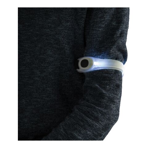 Sicherheitsband mit LED weiß-schwarz | ohne Werbeanbringung | Nicht verfügbar | Nicht verfügbar