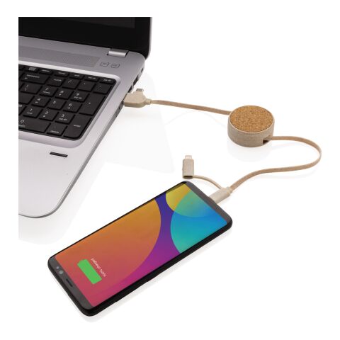 Kork und Weizen 6-in-1 Ladekabel braun | ohne Werbeanbringung | Nicht verfügbar | Nicht verfügbar
