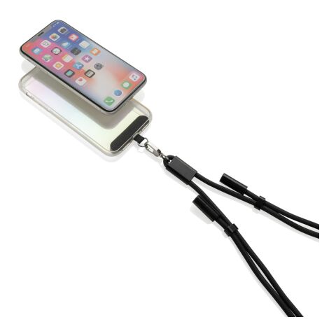 LoopAmp verstellbares 60W Telefonkabel aus RCS rPET schwarz | ohne Werbeanbringung | Nicht verfügbar | Nicht verfügbar