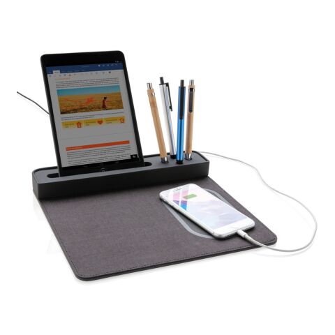 Air Mauspad mit 5W Wireless Charger und USB schwarz | ohne Werbeanbringung | Nicht verfügbar | Nicht verfügbar