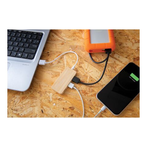 Bambus-Hub mit Type-C braun | ohne Werbeanbringung | Nicht verfügbar | Nicht verfügbar