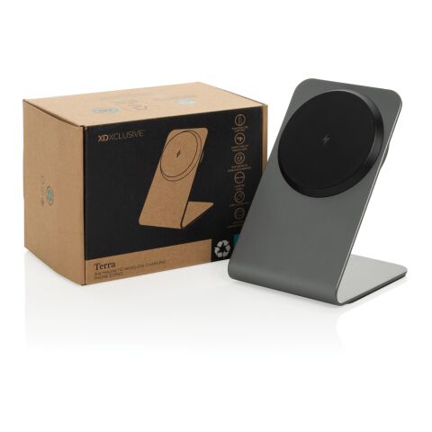 Terra Aluminium 15W magnetischer Wireless-Charger grau | ohne Werbeanbringung | Nicht verfügbar | Nicht verfügbar