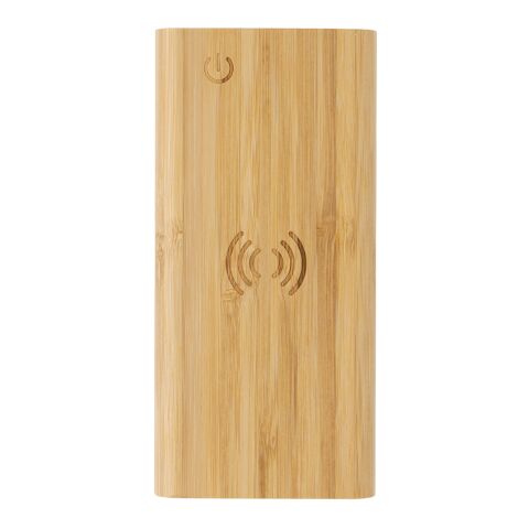 FSC® zertifizierte 8.000mAh Bambus-Wireless-Powerbank braun | ohne Werbeanbringung | Nicht verfügbar | Nicht verfügbar