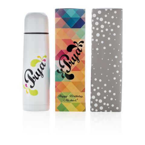 Isolierflasche Mono mit Druckverschluss weiß | ohne Werbeanbringung | Nicht verfügbar | Nicht verfügbar