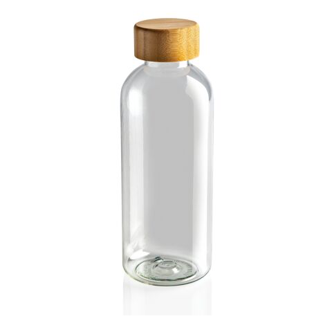 GRS rPET Flasche mit Bambus-Deckel weiß | ohne Werbeanbringung | Nicht verfügbar | Nicht verfügbar