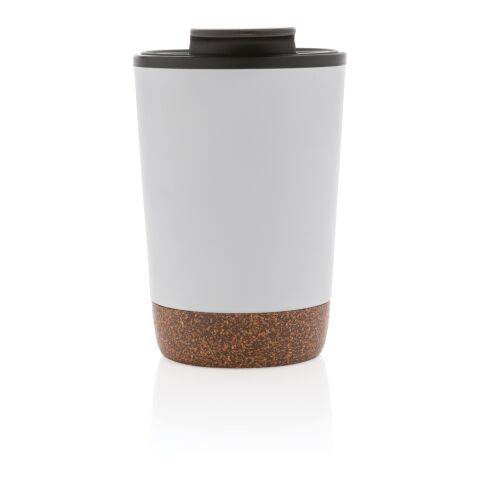 GRS rPP Edelstahl-Kaffeebecher mit Kork weiß | ohne Werbeanbringung | Nicht verfügbar | Nicht verfügbar